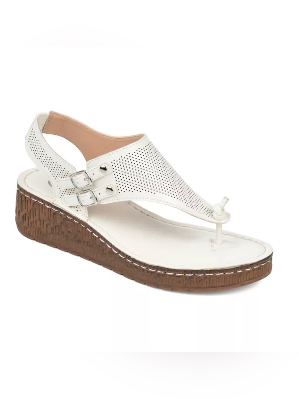 Journee  Collection McKell White Wedge Sandals | Sz. 7 (NWB)